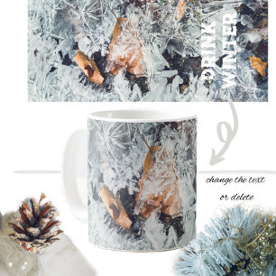 Magical ice crystals pattern with fallen leaves coffee mug