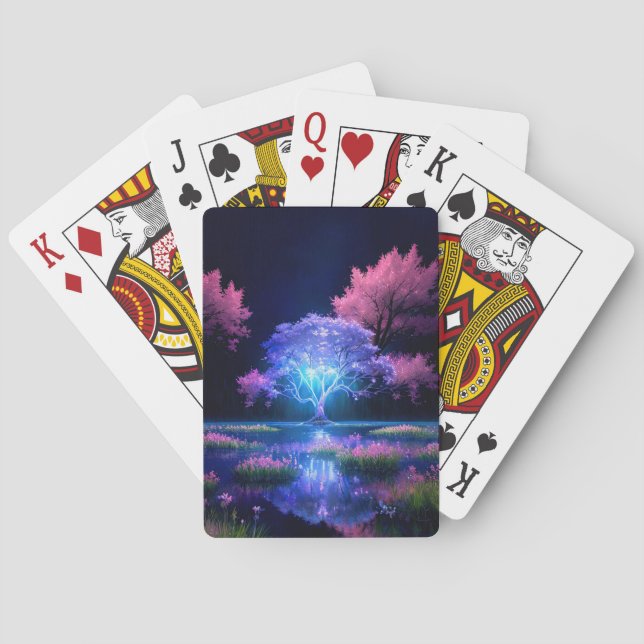 Magical Illumination Embracing the Beautiful Tree Playing Cards (Back)