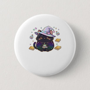 Magical Introvert Cat  Pastel Witch Hat Halloween  2 Inch Round Button