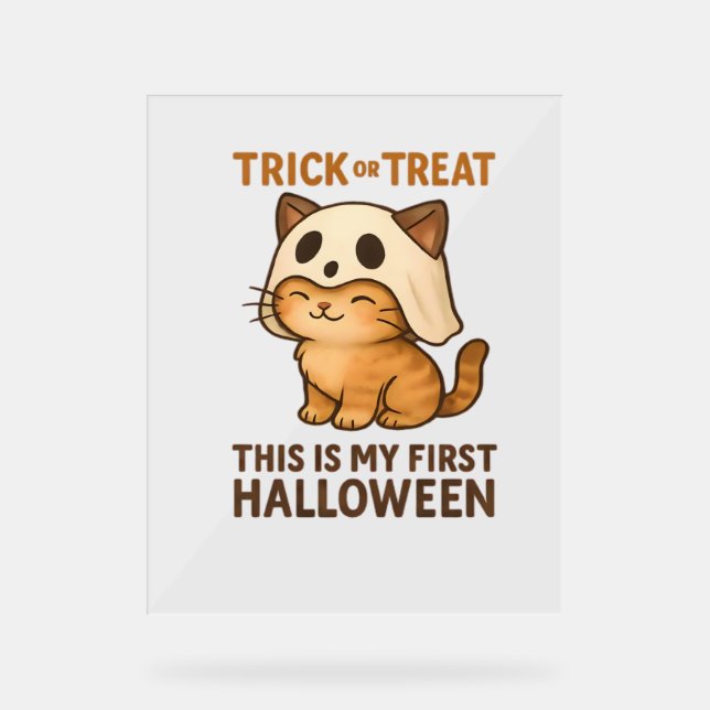 Magical Introvert Cat  Pastel Witch Hat Halloween  Acrylic Sign (Front)