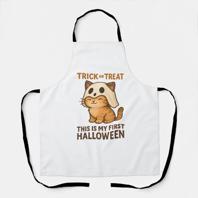 Magical Introvert Cat  Pastel Witch Hat Halloween  Apron (Front)