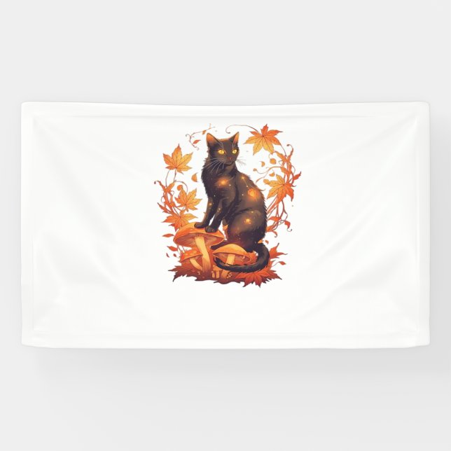 Magical Introvert Cat  Pastel Witch Hat Halloween  Banner (Horizontal)