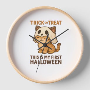 Magical Introvert Cat  Pastel Witch Hat Halloween  Clock