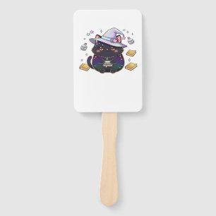 Magical Introvert Cat  Pastel Witch Hat Halloween  Hand Fan