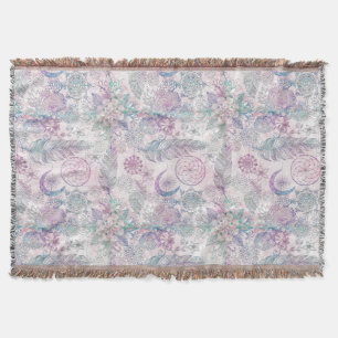 Magical Iridescent Glitter Feathers Dreamcatcher Throw Blanket
