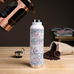 Magical Iridescent Glitter Feathers Dreamcatcher Water Bottle