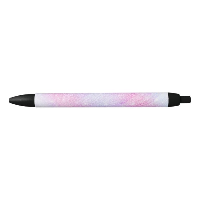 Magical Iridescent Glitter Sparkles Pink Design Black Ink Pen (Front)