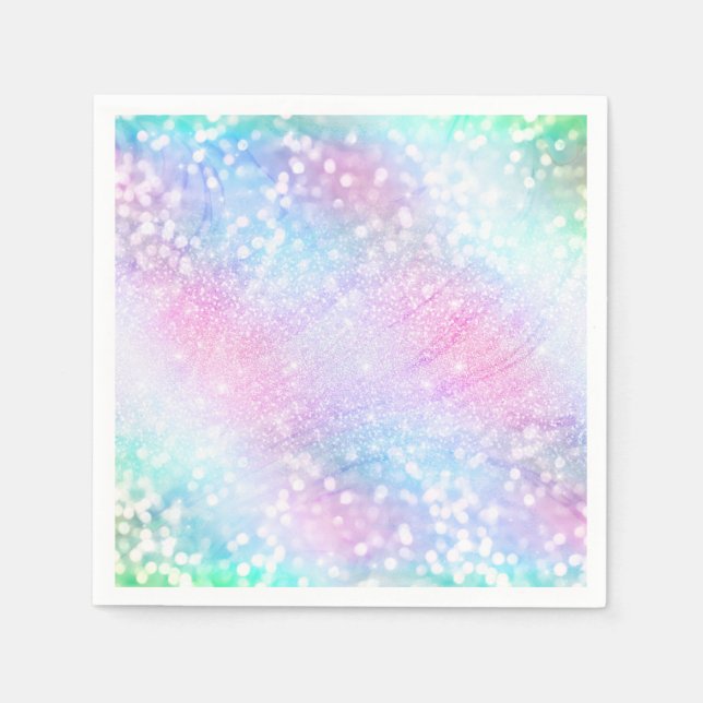 Magical Iridescent Glitter Sparkles Pink Design Napkin (Front)