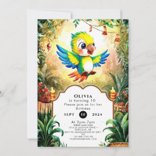 Magical Jungle Parrot Birthday Invitation