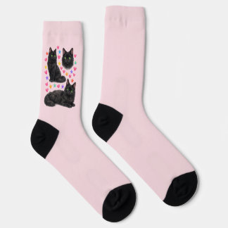 magical kawaii black cat rainbow stars cat mom socks