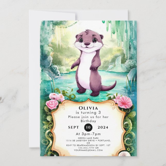 Magical Kids Otter Birthday Invitation (Front)