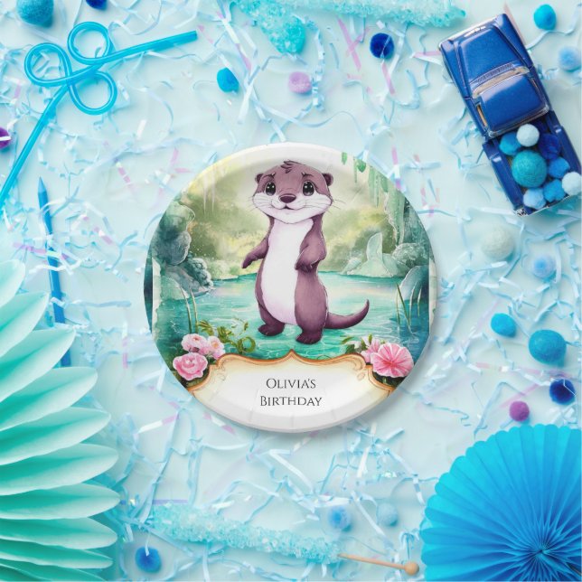 Magical Kids Otter Birthday Paper Plate (Party)