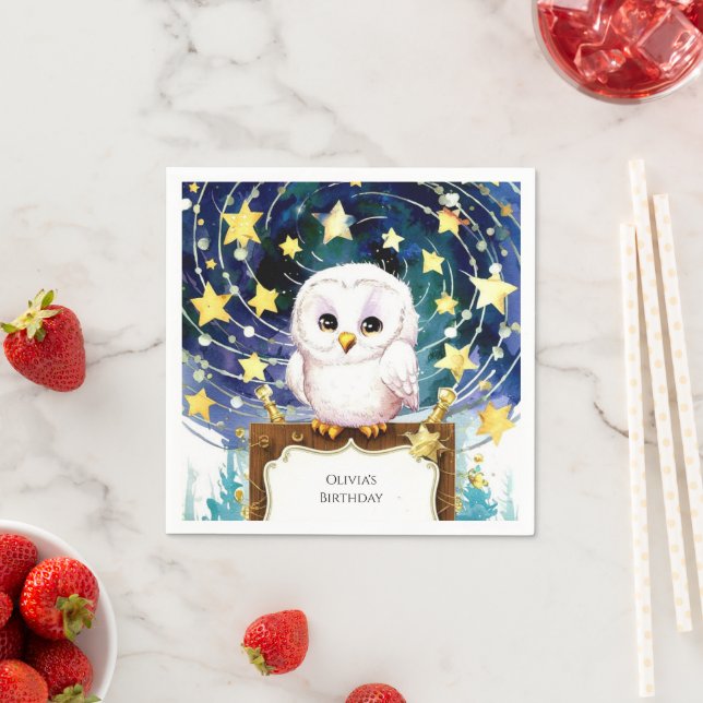 Magical Kids' Owl Birthday Napkin (Insitu)