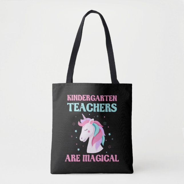 Magical Kindergarten Teacher Unicorn Education Tote Bag (Front)