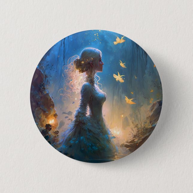 Magical Lady In Water Fantasy Art  2 Inch Round Button (Front)