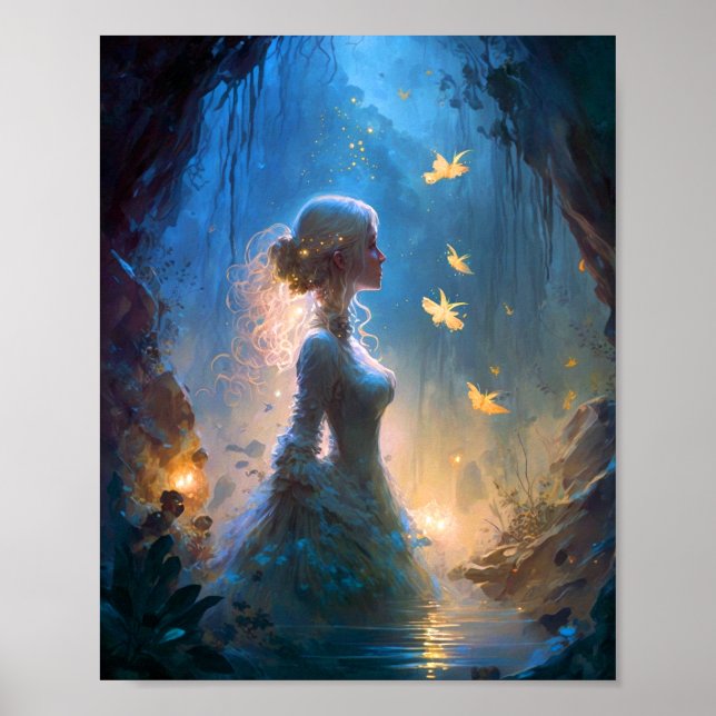 Magical Lady In Water Fantasy Art  Poster (Front)