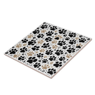 Magical land of abstract art coloured dog paw prin tile