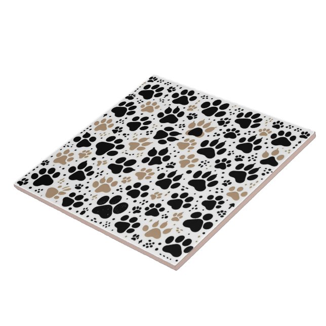Magical land of abstract art coloured dog paw prin tile (Side)