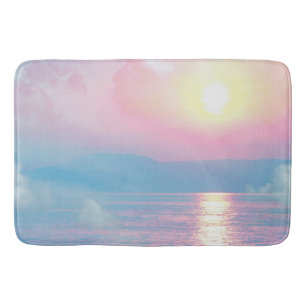 Magical landscape in pink sunset    bath mat