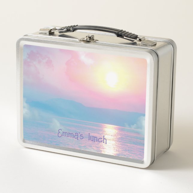 Magical landscape in pink sunset    metal lunch box (Front)
