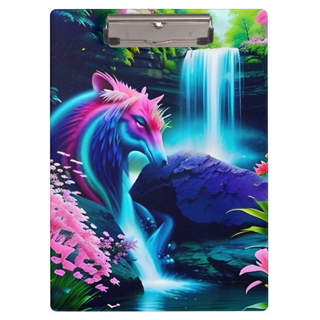 Magical Landscape Waterfall and Flowers Two Clipboard (Front)