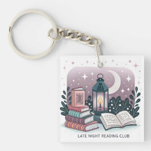Magical Late Night Reading Club Lantern Book Stack Keychain