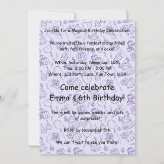 Magical Lavender Birthday Invitation for Kids