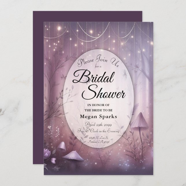 Magical Lavender Fairy Lights Bridal Shower Invitation (Front/Back)