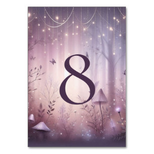 Magical Lavender Fairy Lights Wedding Table Number