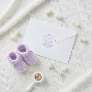 Magical Lavender Purple Butterfly Baby Shower Classic Round Sticker