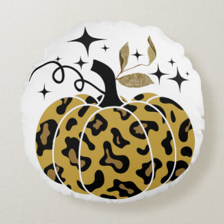 Magical Leopard Pumpkin Round Pillow