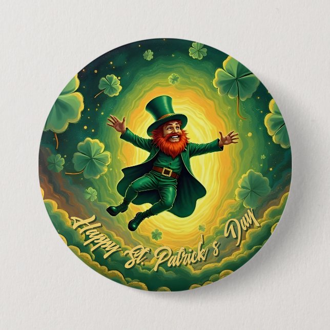 Magical Leprechaun St. Patrick’s Day Art 3 Inch Round Button (Front)