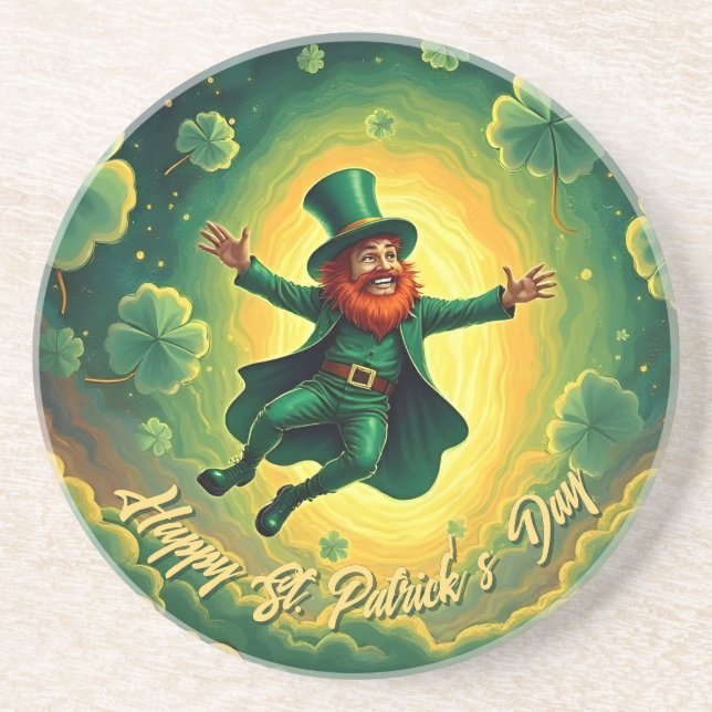 Magical Leprechaun St. Patrick’s Day Art Coaster (Front)