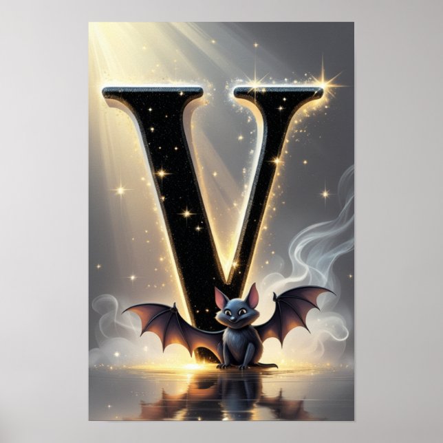 Magical Letter V Wall Art Poster for Kids Room (Front)