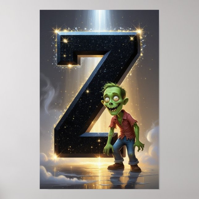 Magical Letter Z Wall Art Poster for Kids Room (Front)