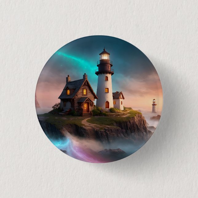 Magical Lighthouse Scene 1 Inch Round Button (Front)
