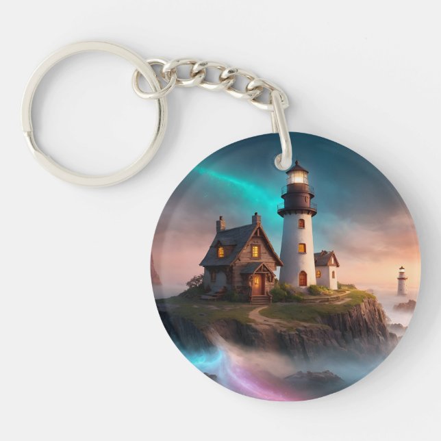 Magical Lighthouse Scene Keychain (Front)