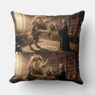 Magical Lion Rhino Bouquet  Throw Pillow