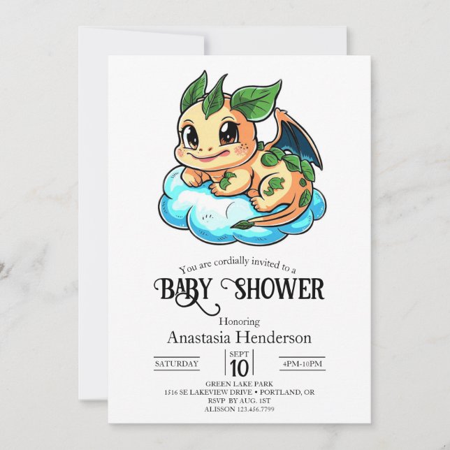 Magical Little Digital Dragon Baby Shower Invitation (Front)