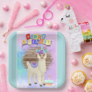 Magical Llamacorn Happy Birthday Paper Plate