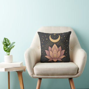 Magical Lotus Flower Hippie Witchy Unisex Throw Pillow