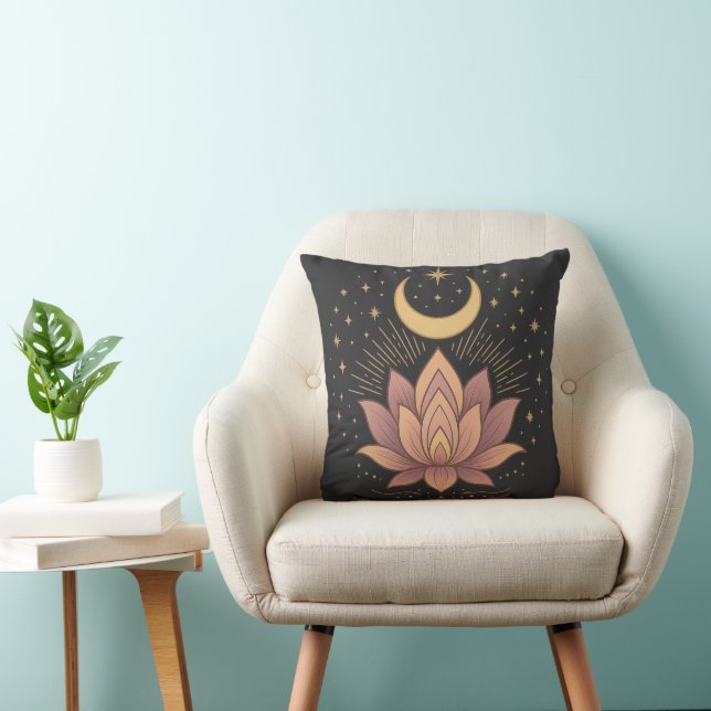 Magical Lotus Flower Hippie Witchy Unisex Throw Pillow (Chair)
