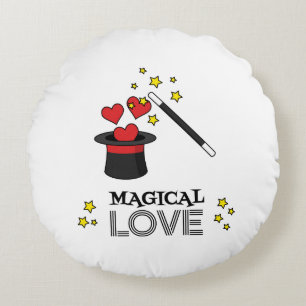 Magical Love - Black Round Pillow