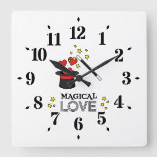Magical Love - Black Square Wall Clock