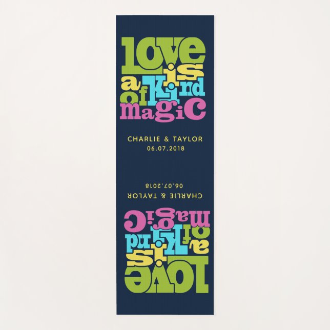 Magical Love custom names & date yoga mat (Front)