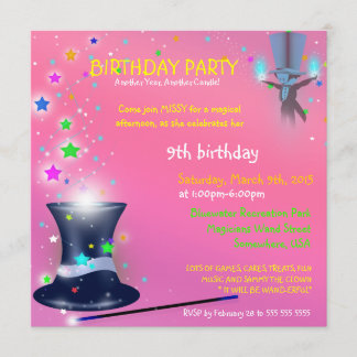 Magical Magicians Hat Birthday Party Invitation