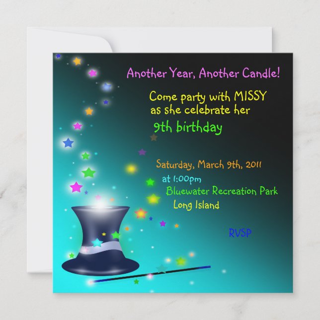 Magical Magicians Hat Birthday Party Invitation (Front)