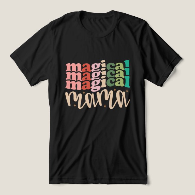Magical Mama Retro Groovy Christmas Holidays Tri-Blend Shirt (Design Front)