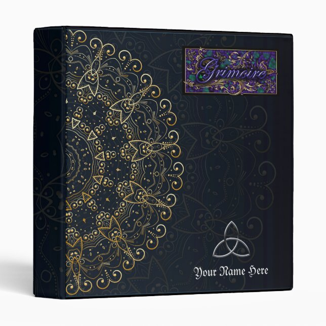 Magical Mandala Midnight Witches Book Of Shadows Binder (Front/Spine)