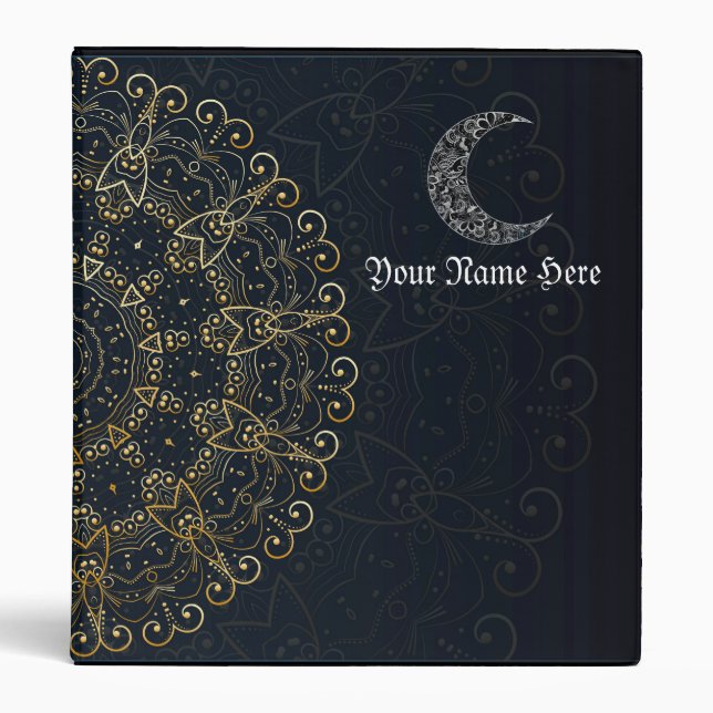 Magical Mandala Midnight Witches Book Of Shadows Binder (Front)